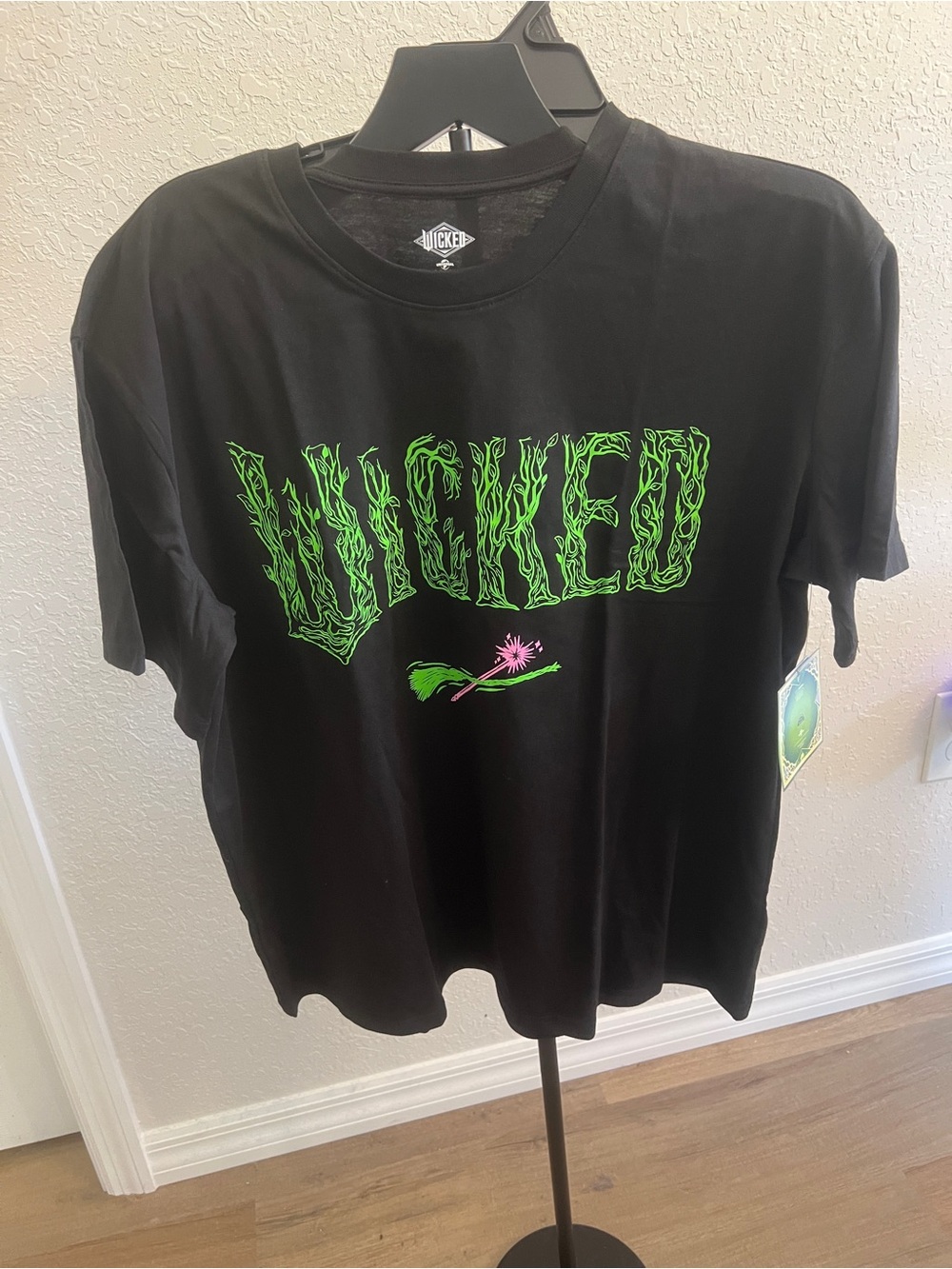 Wicked Black Tee with Neon Green Wicked Logo XL